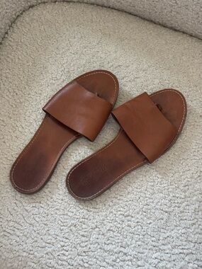 Madewell Brown Leather Slide Sandals